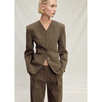 Veste Tailleur Lin Sans Manches