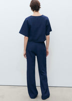 Pantalon Denim Fluide Taille Haute