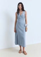 Robe Midi Lyocell Et Col En V