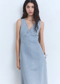 Robe Midi Lyocell Et Col En V