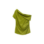 Blouse Satinée Col Asymétrique