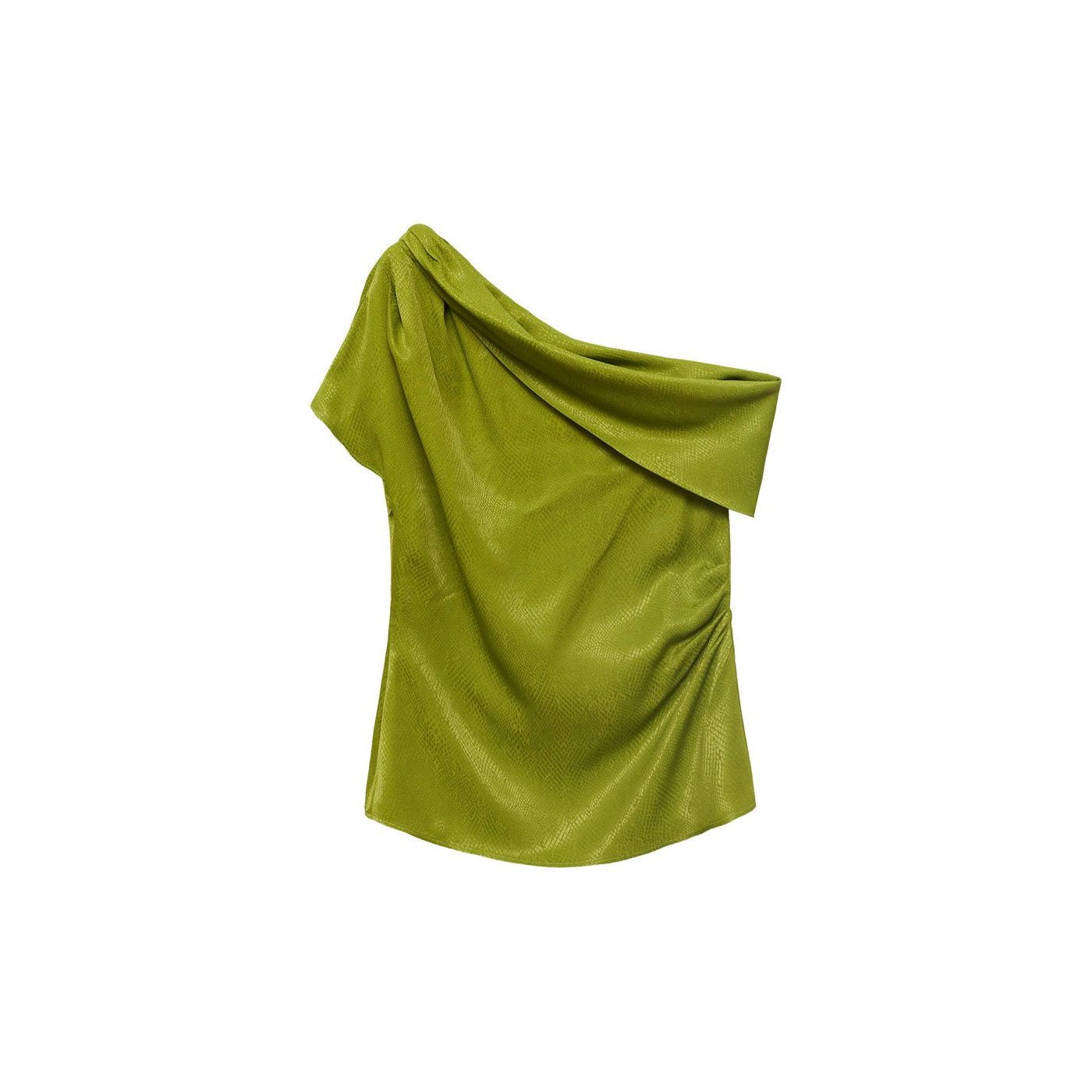 Blouse Satinée Col Asymétrique