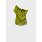 Blouse Satinée Col Asymétrique