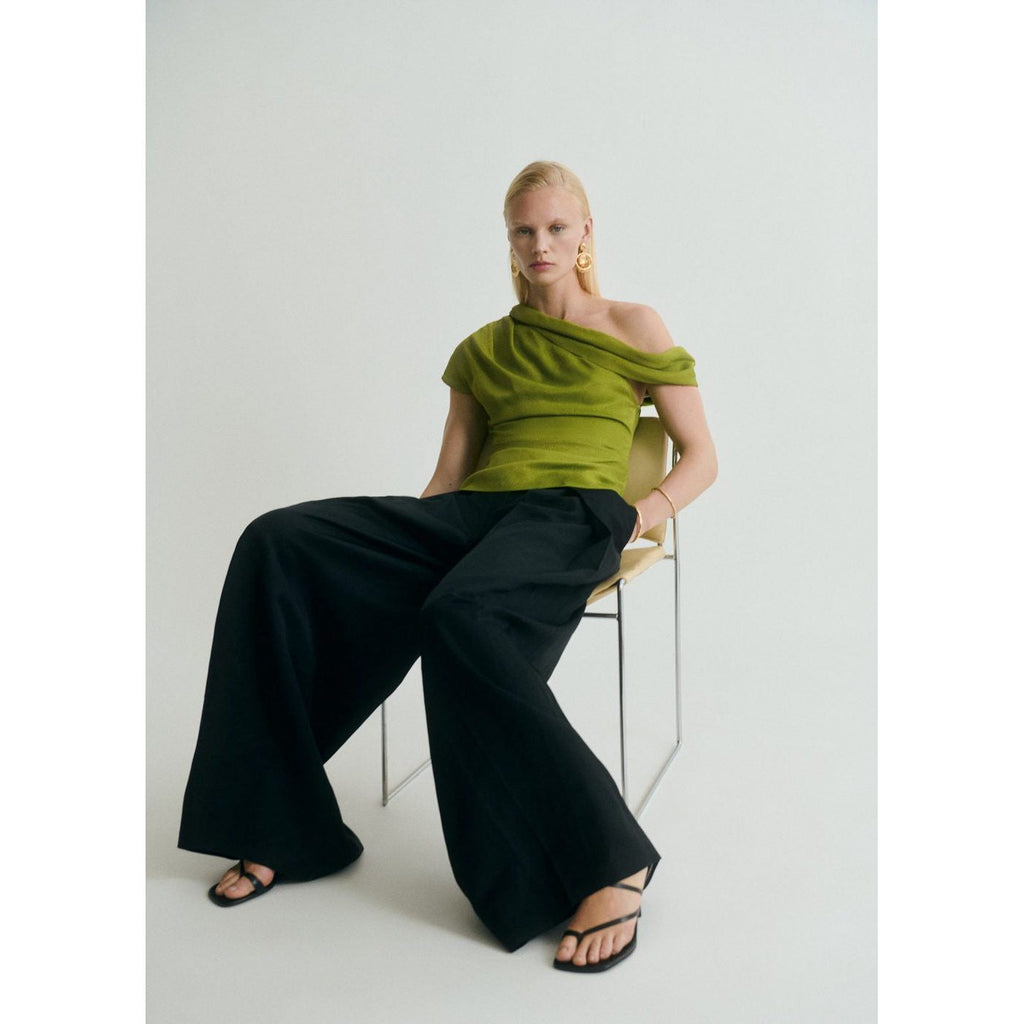 Blouse Satinée Col Asymétrique