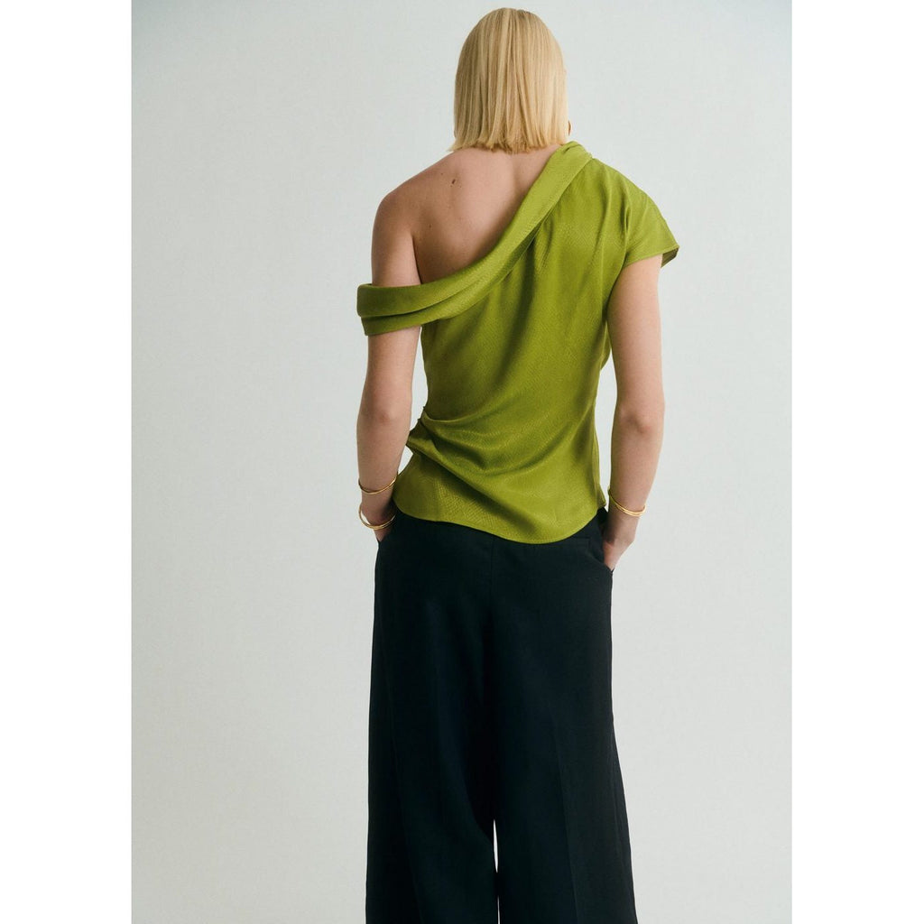 Blouse Satinée Col Asymétrique