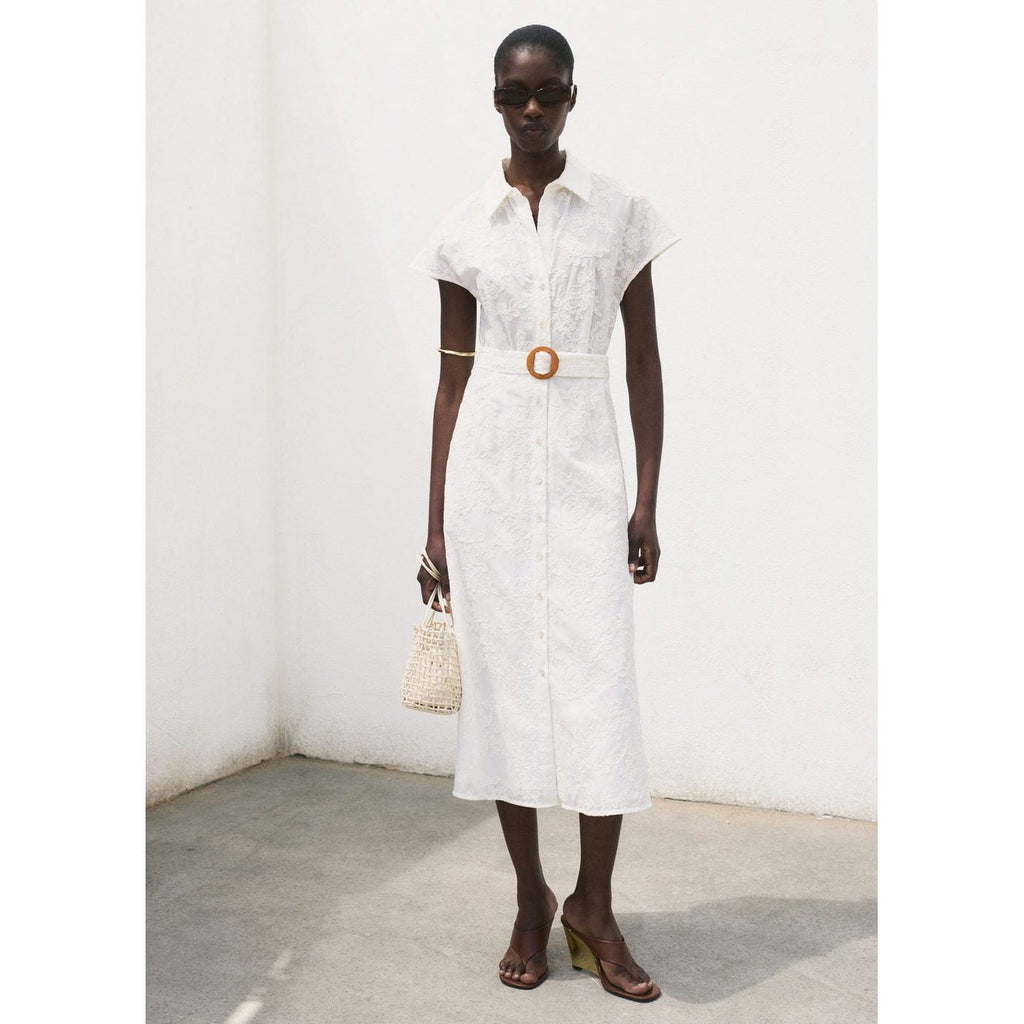 Robe-Chemise Brodée Avec Ceinture