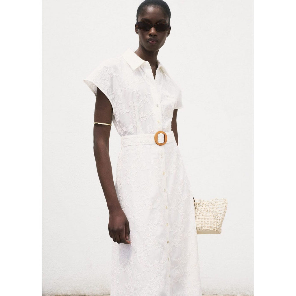 Robe-Chemise Brodée Avec Ceinture