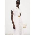 Robe-Chemise Brodée Avec Ceinture