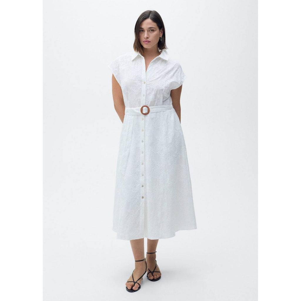 Robe-Chemise Brodée Avec Ceinture