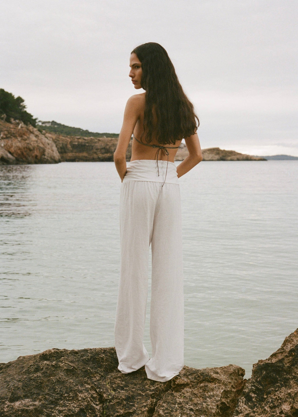 Pantalon Lin Taille Drapée