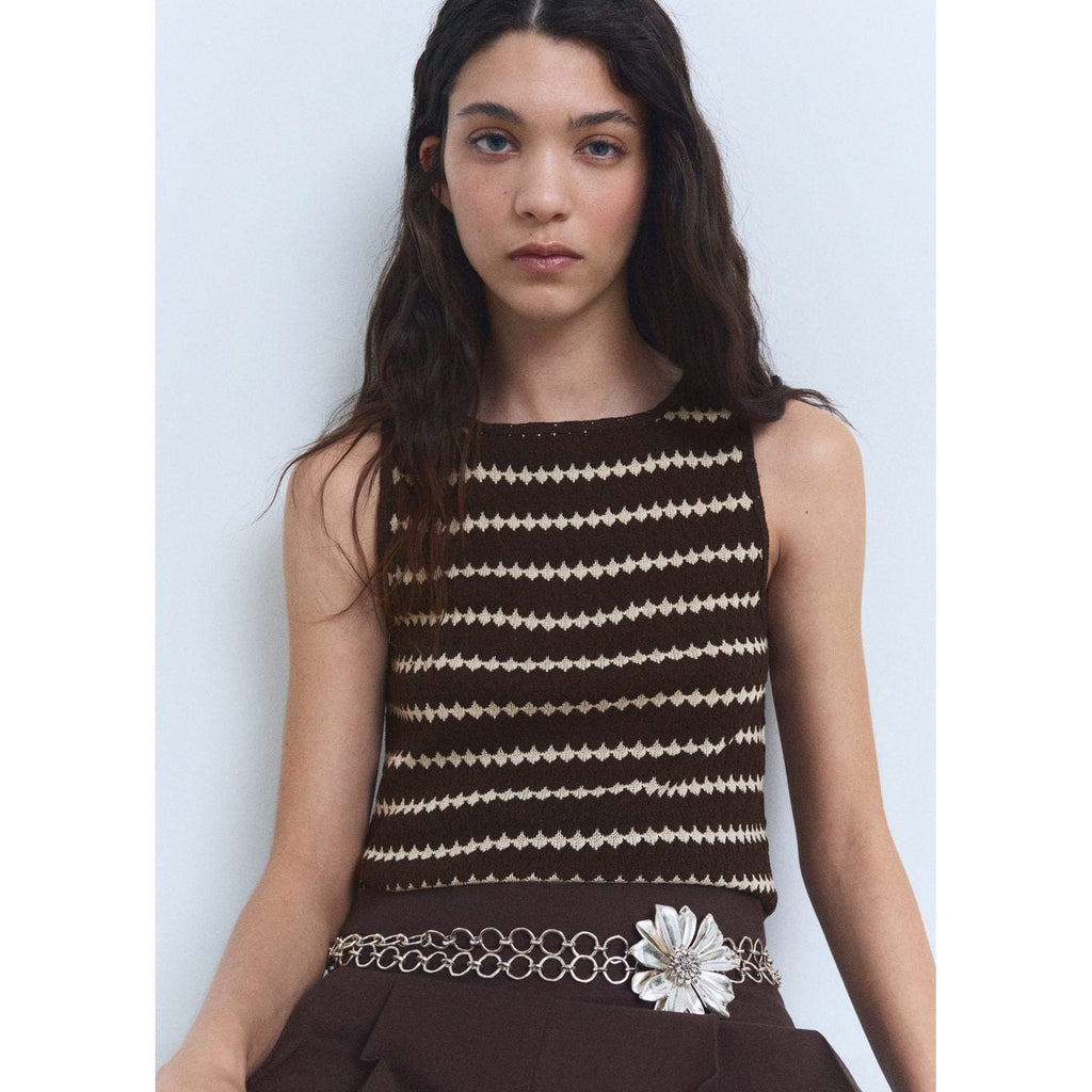 Top Maille En Imprimé Géométrique
