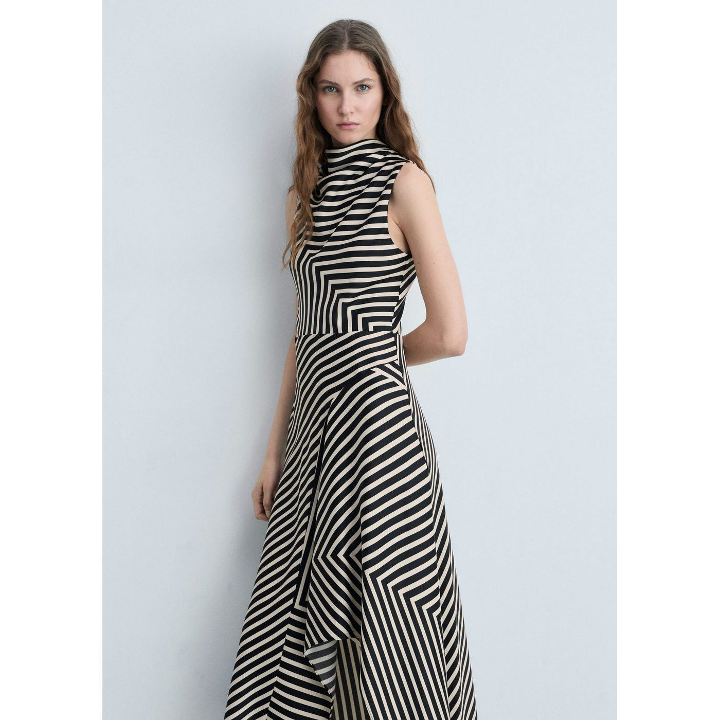 Robe Asymétrique Imprimé À Rayures