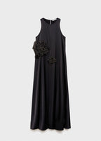 Robe Satinée Maxi-Fleur