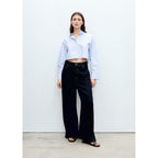 Chemise Courte Rayée Avec Détail De Coutures
