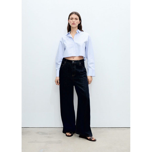 Chemise Courte Rayée Avec Détail De Coutures