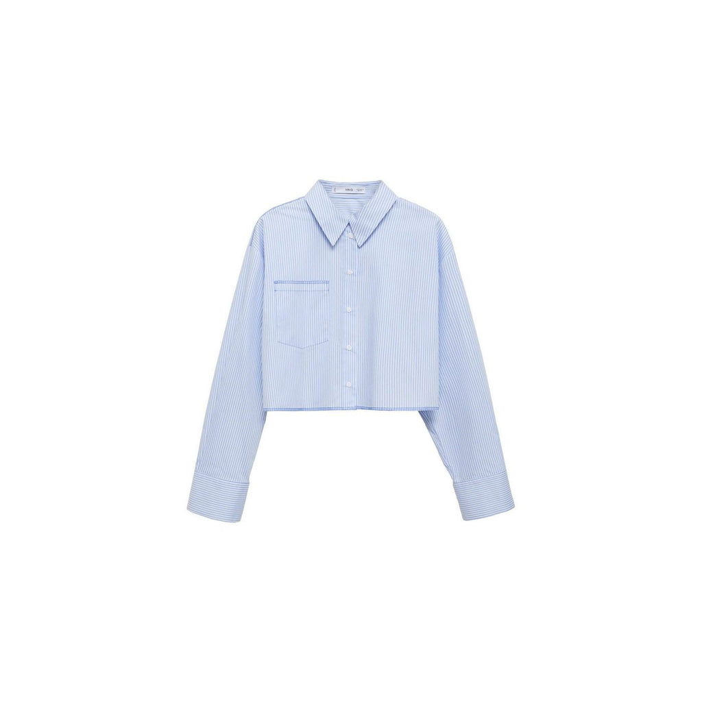 Chemise Courte Rayée Avec Détail De Coutures