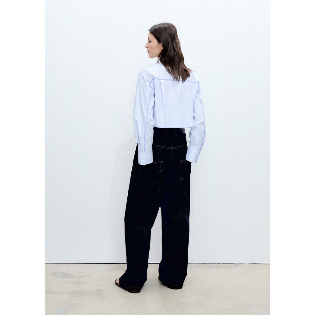 Chemise Courte Rayée Avec Détail De Coutures