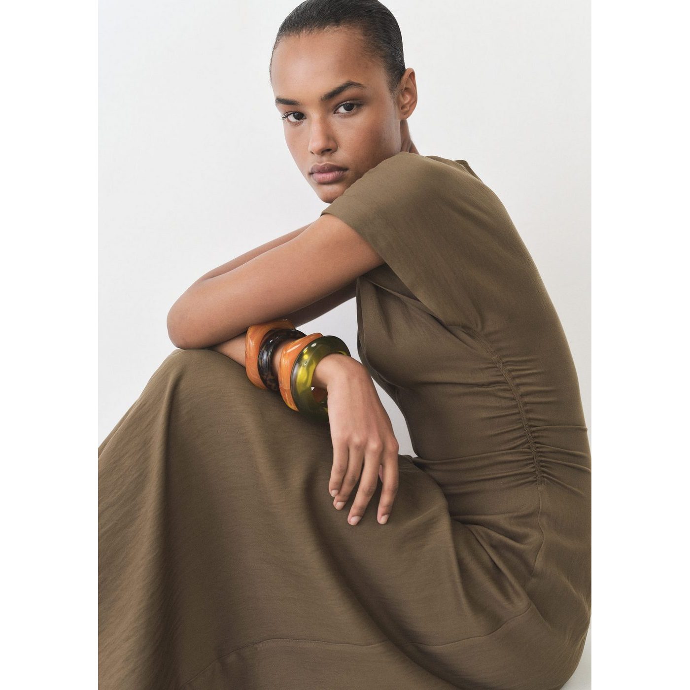 Robe En Lyocell Mélangé Avec Détails Drapés