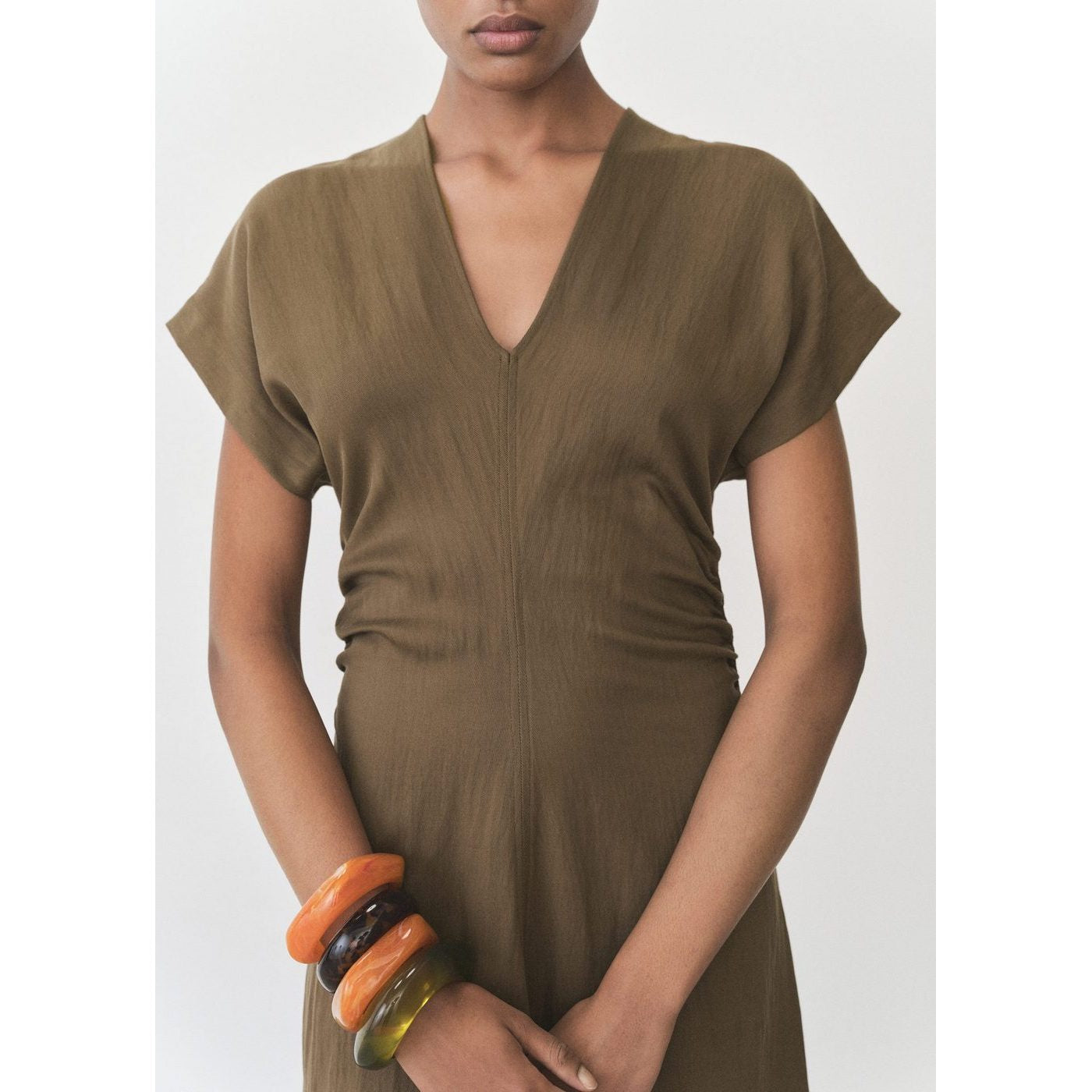 Robe En Lyocell Mélangé Avec Détails Drapés