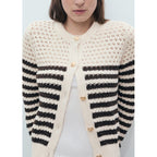 Cardigan Maille Ajourée Rayures