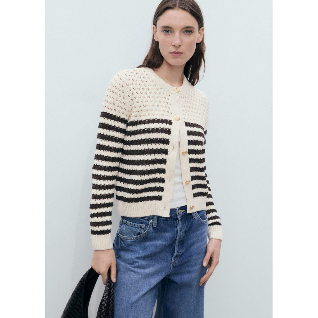Cardigan Maille Ajourée Rayures