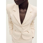 Blazer De Costume Lin Mélangé Effet Froissé