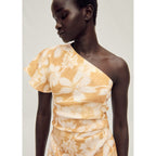 Robe Lin Asymétrique À Fleurs