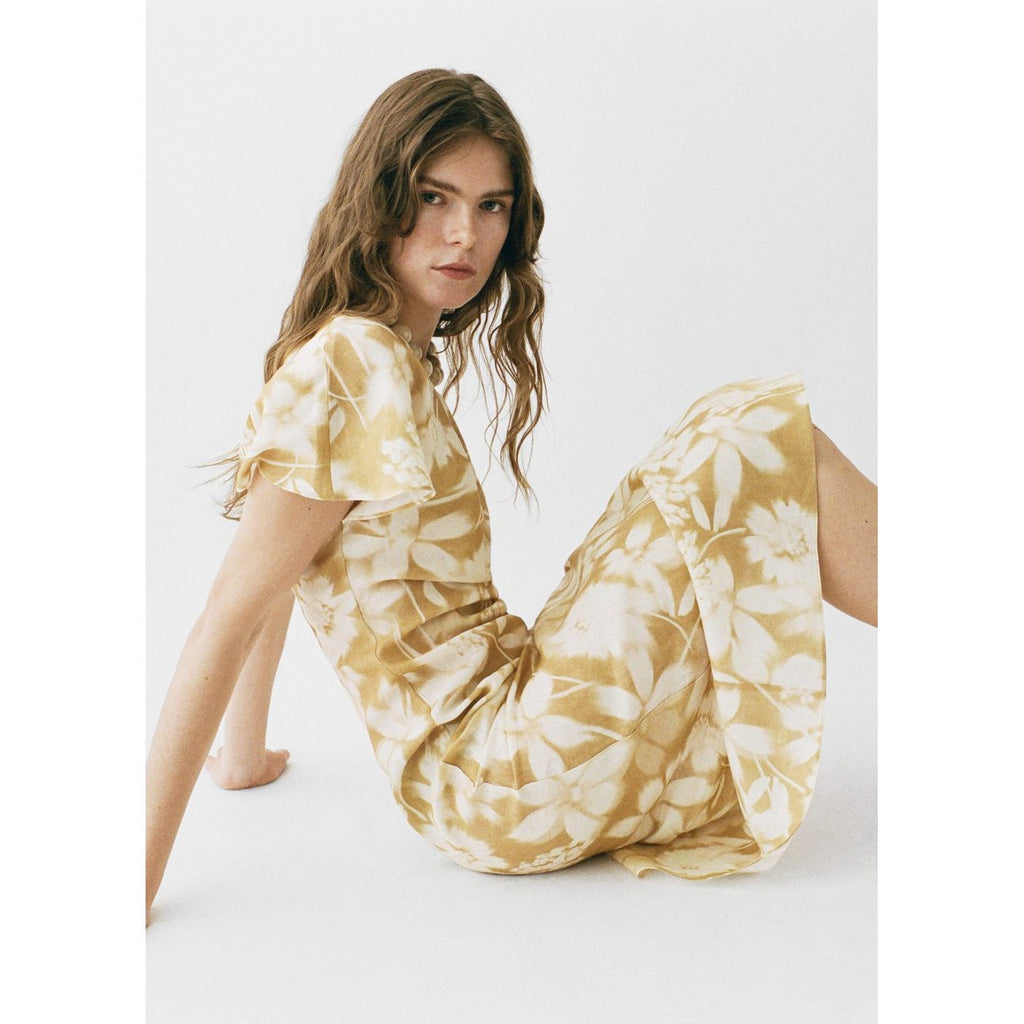 Robe Lin Asymétrique À Fleurs