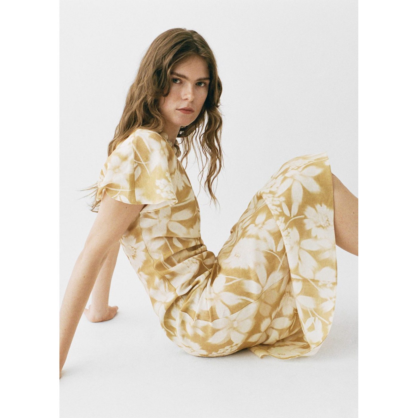 Robe Lin Asymétrique À Fleurs