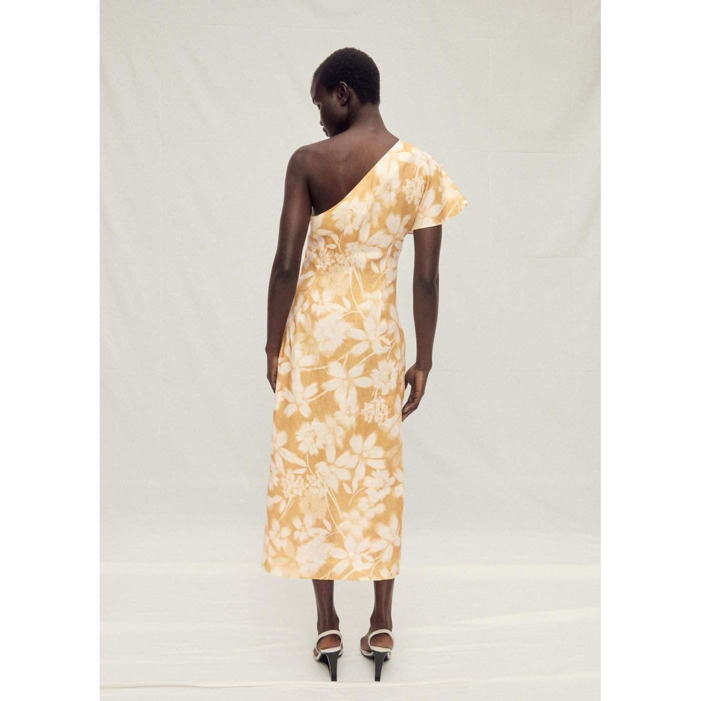 Robe Lin Asymétrique À Fleurs