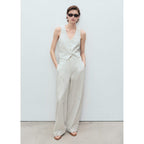 Pantalon De Costume Droit Lin Mélangé