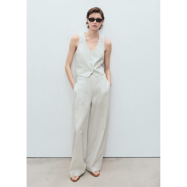Pantalon De Costume Droit Lin Mélangé