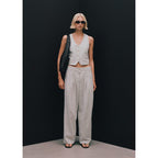 Pantalon De Costume Droit Lin Mélangé