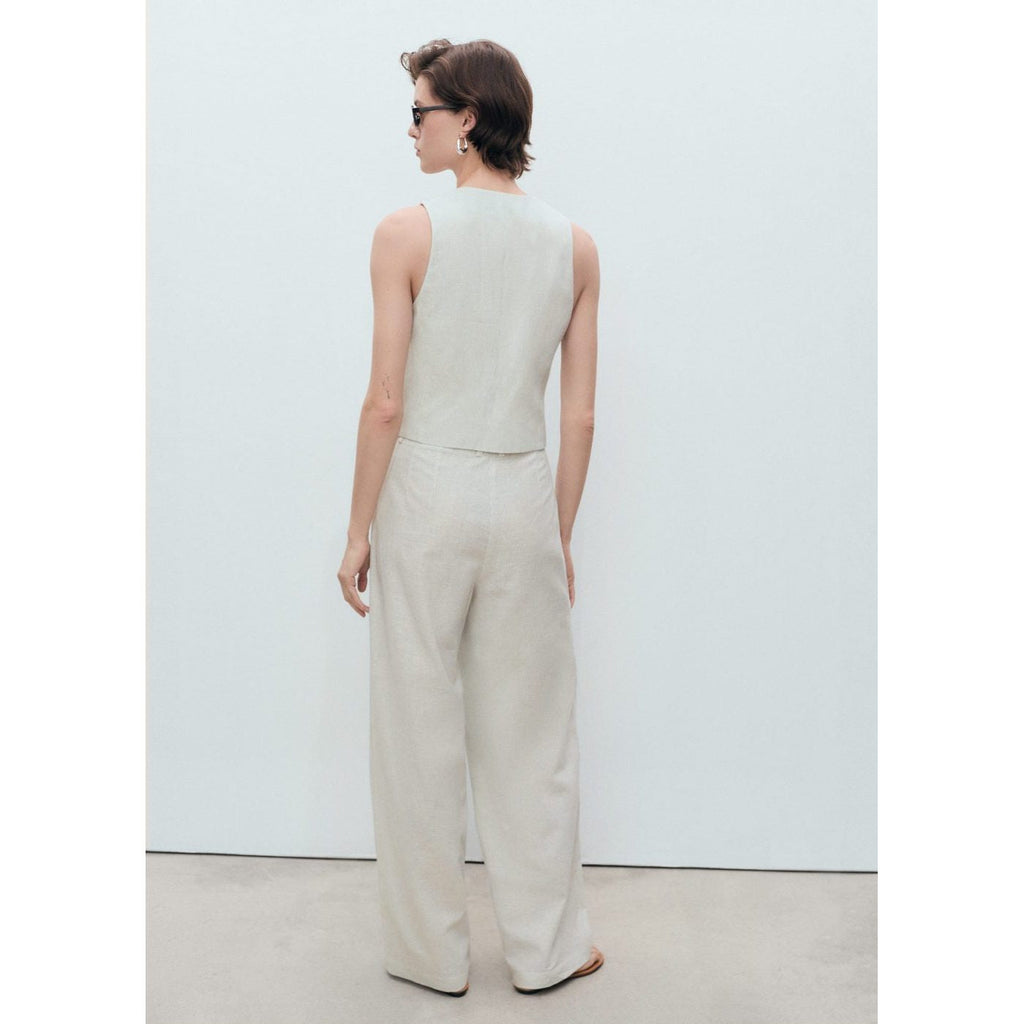 Pantalon De Costume Droit Lin Mélangé