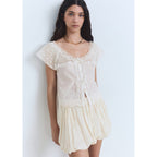 Blouse En Coton Détails Dentelle