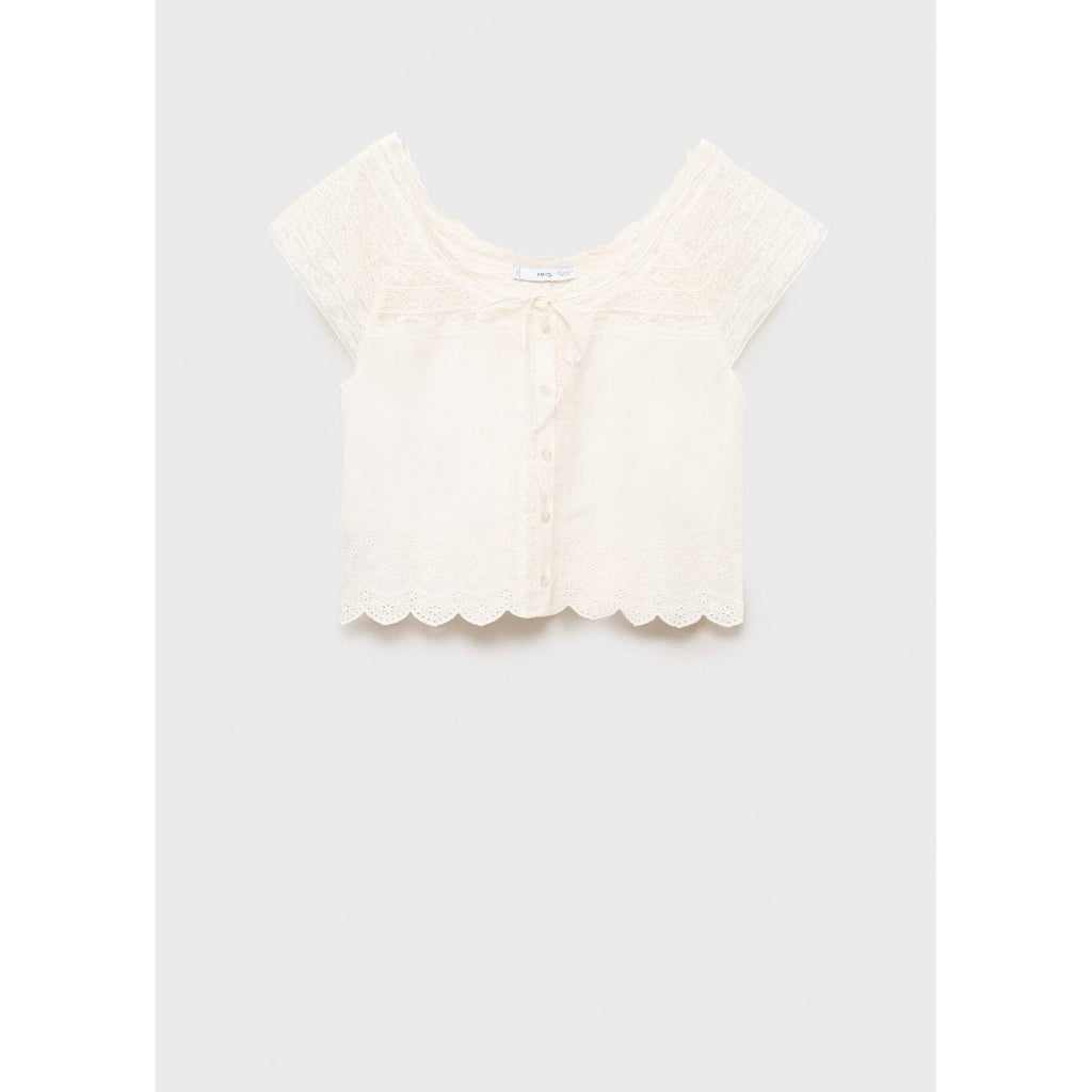 Blouse En Coton Détails Dentelle