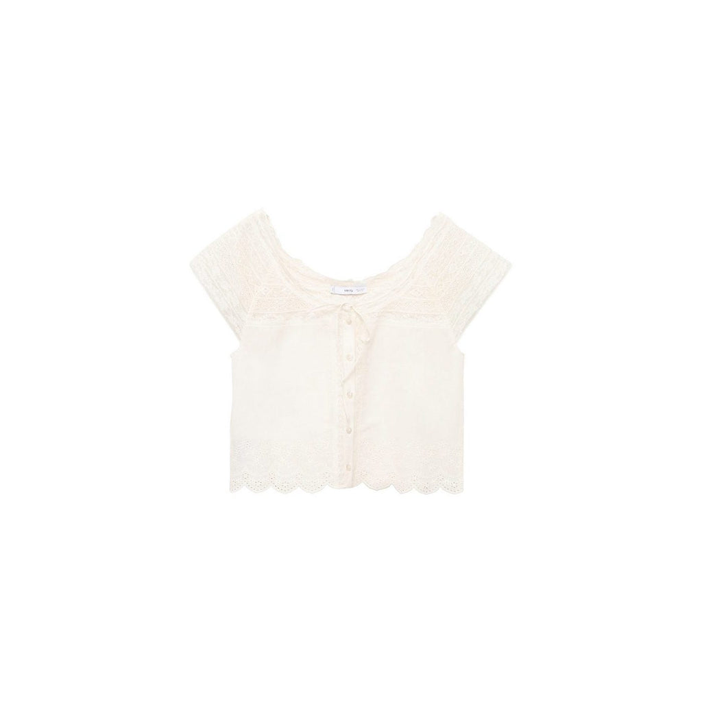 Blouse En Coton Détails Dentelle