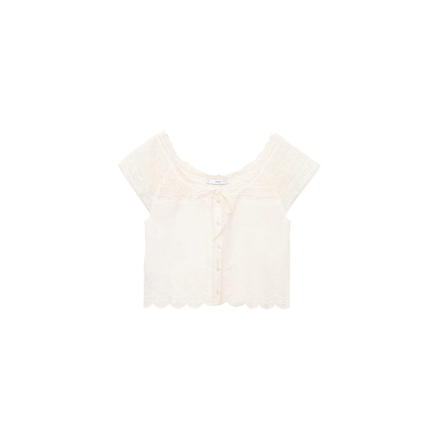 Blouse En Coton Détails Dentelle
