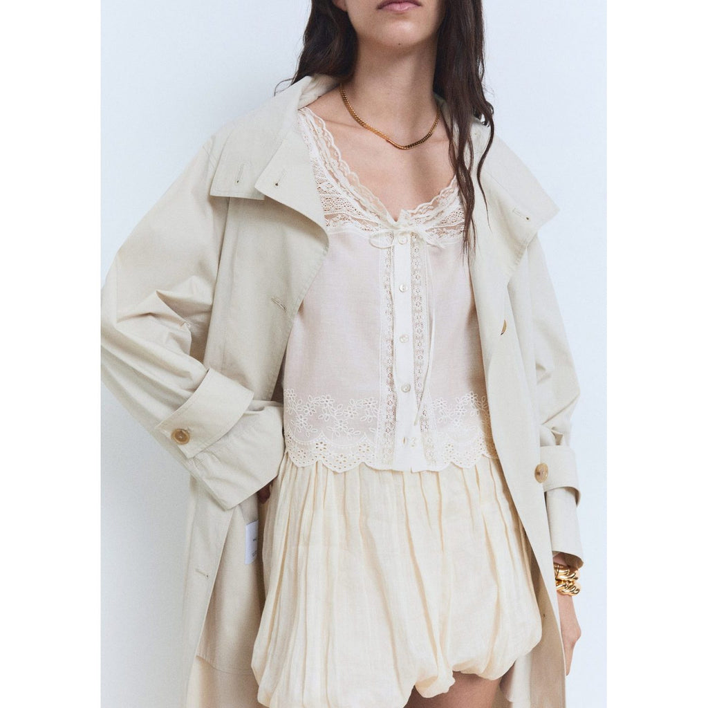 Blouse En Coton Détails Dentelle