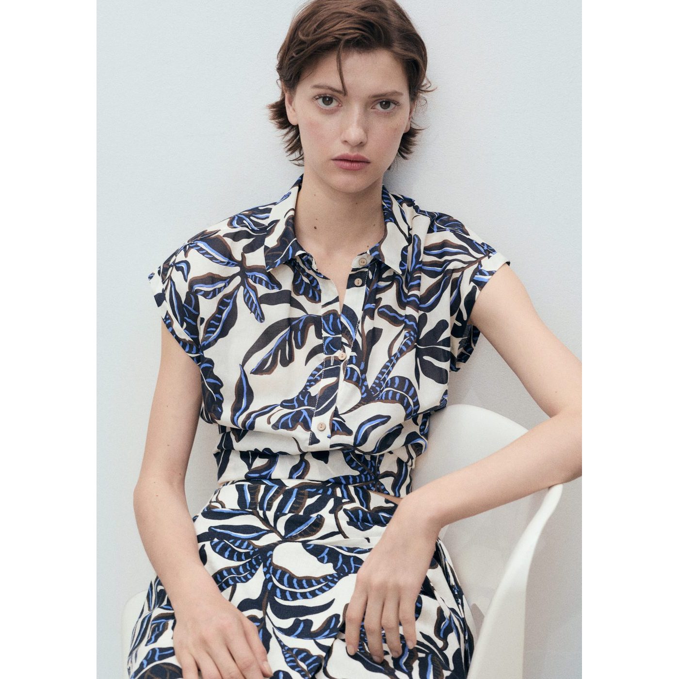 Chemise Coton Imprimée À Manches Courtes
