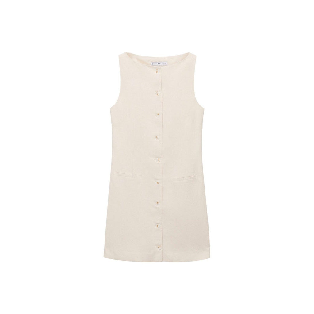 Robe Courte Boutonnée En Lin Mélangé