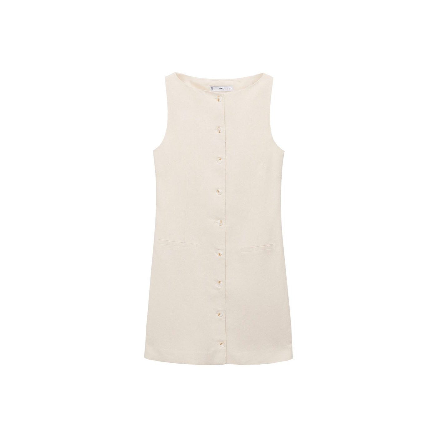 Robe Courte Boutonnée En Lin Mélangé
