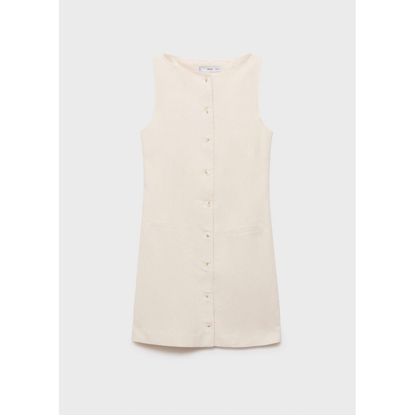 Robe Courte Boutonnée En Lin Mélangé