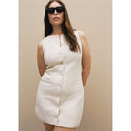 Robe Courte Boutonnée En Lin Mélangé