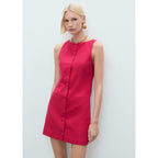 Robe Courte Boutonnée En Lin Mélangé