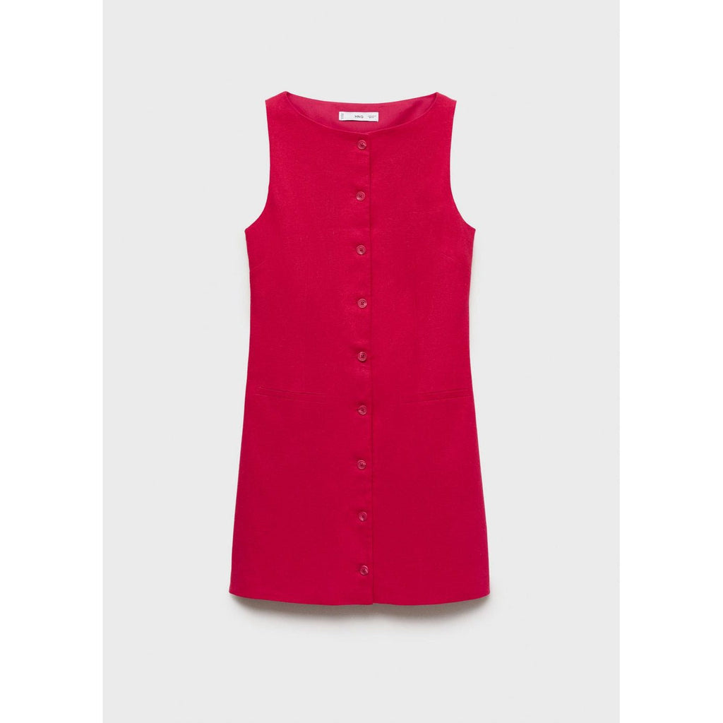 Robe Courte Boutonnée En Lin Mélangé