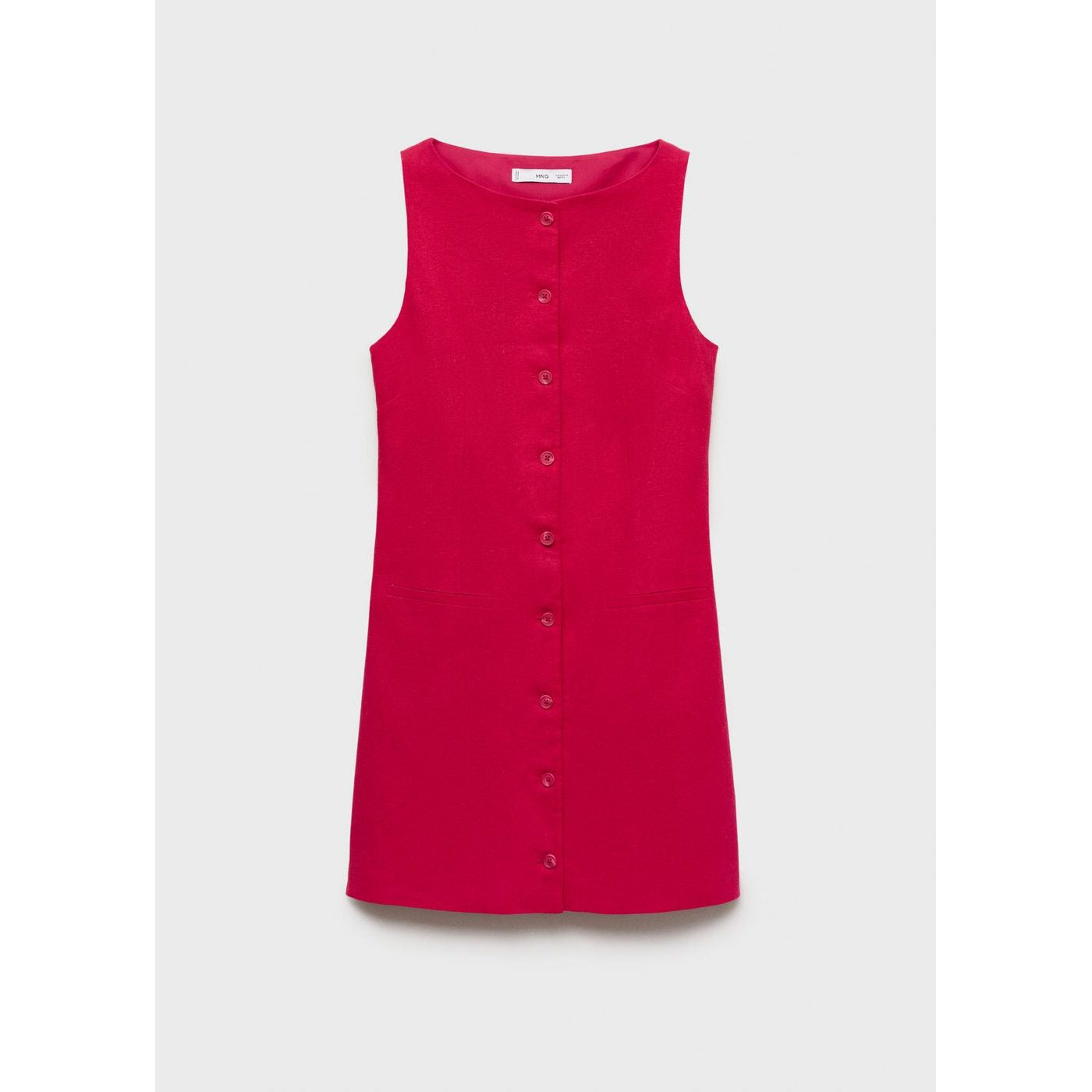 Robe Courte Boutonnée En Lin Mélangé