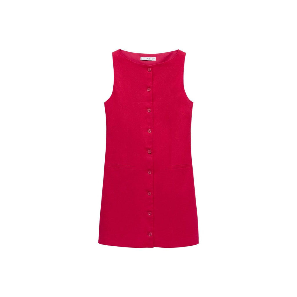Robe Courte Boutonnée En Lin Mélangé