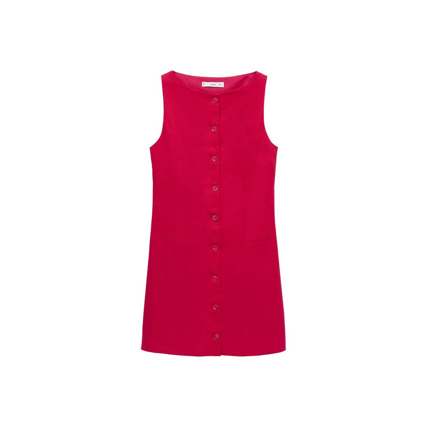 Robe Courte Boutonnée En Lin Mélangé
