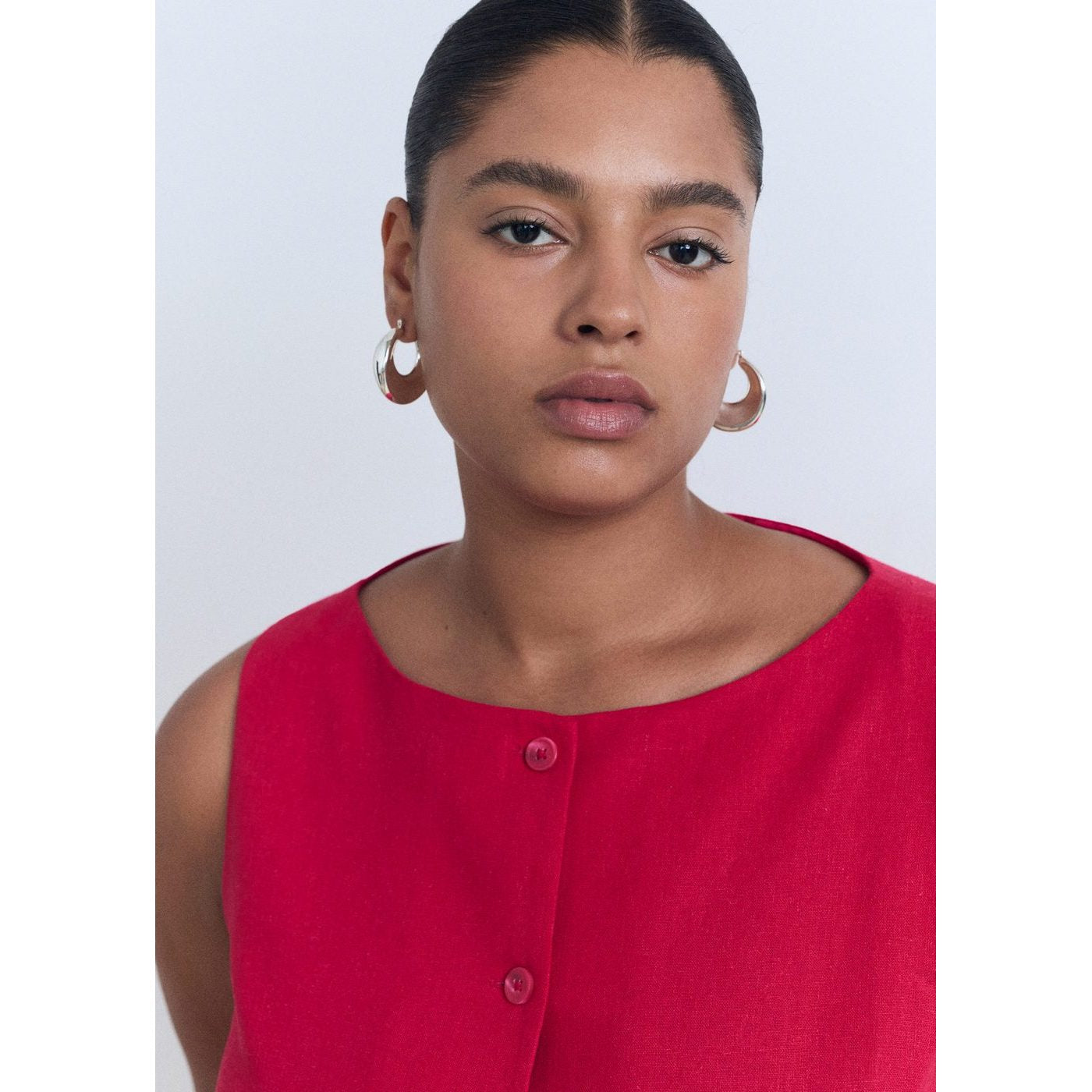 Robe Courte Boutonnée En Lin Mélangé